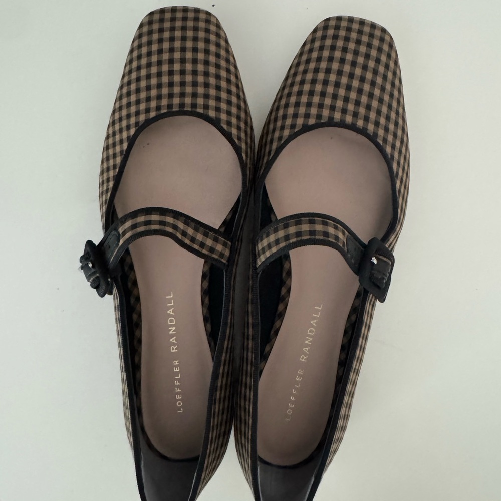 Loeffler Randall Black and Brown Checkered Flats